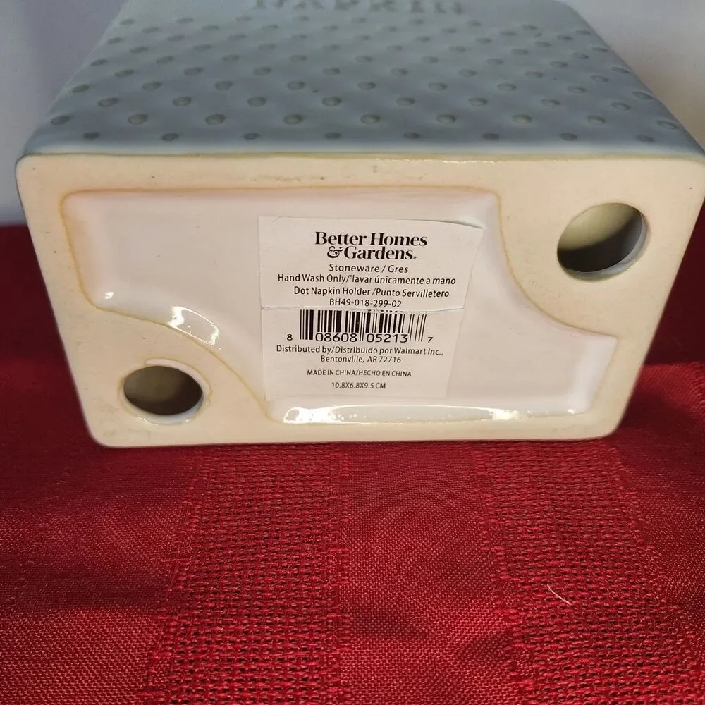 Better Homes & Gardens White Stoneware Ceramic Napkin Holder Dot Farmhouse